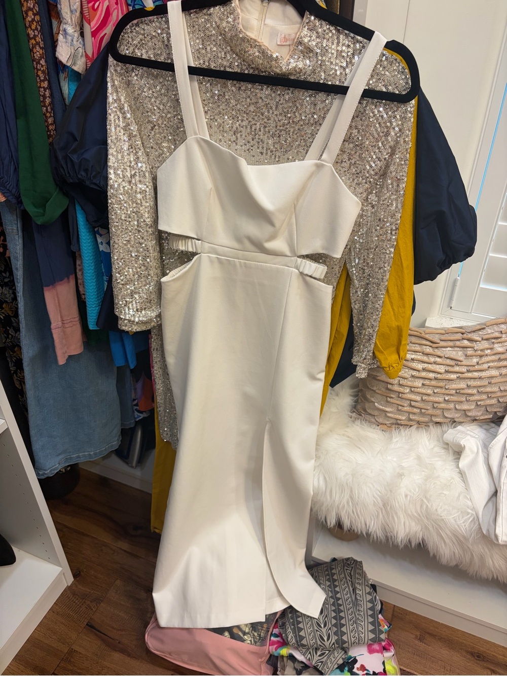 Zara Cream Cutout Midi Dress with Straps